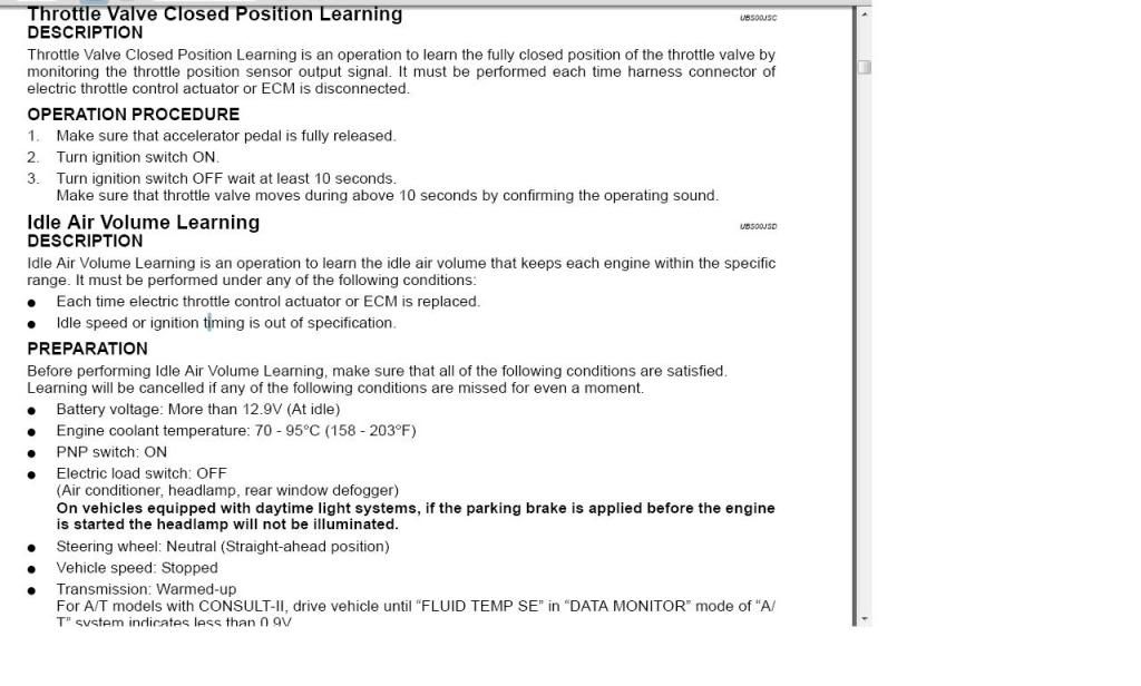 0206 Pedal Relearn, Throttle Body Relearn and Idle Relearn A Nissan Sentra Forum